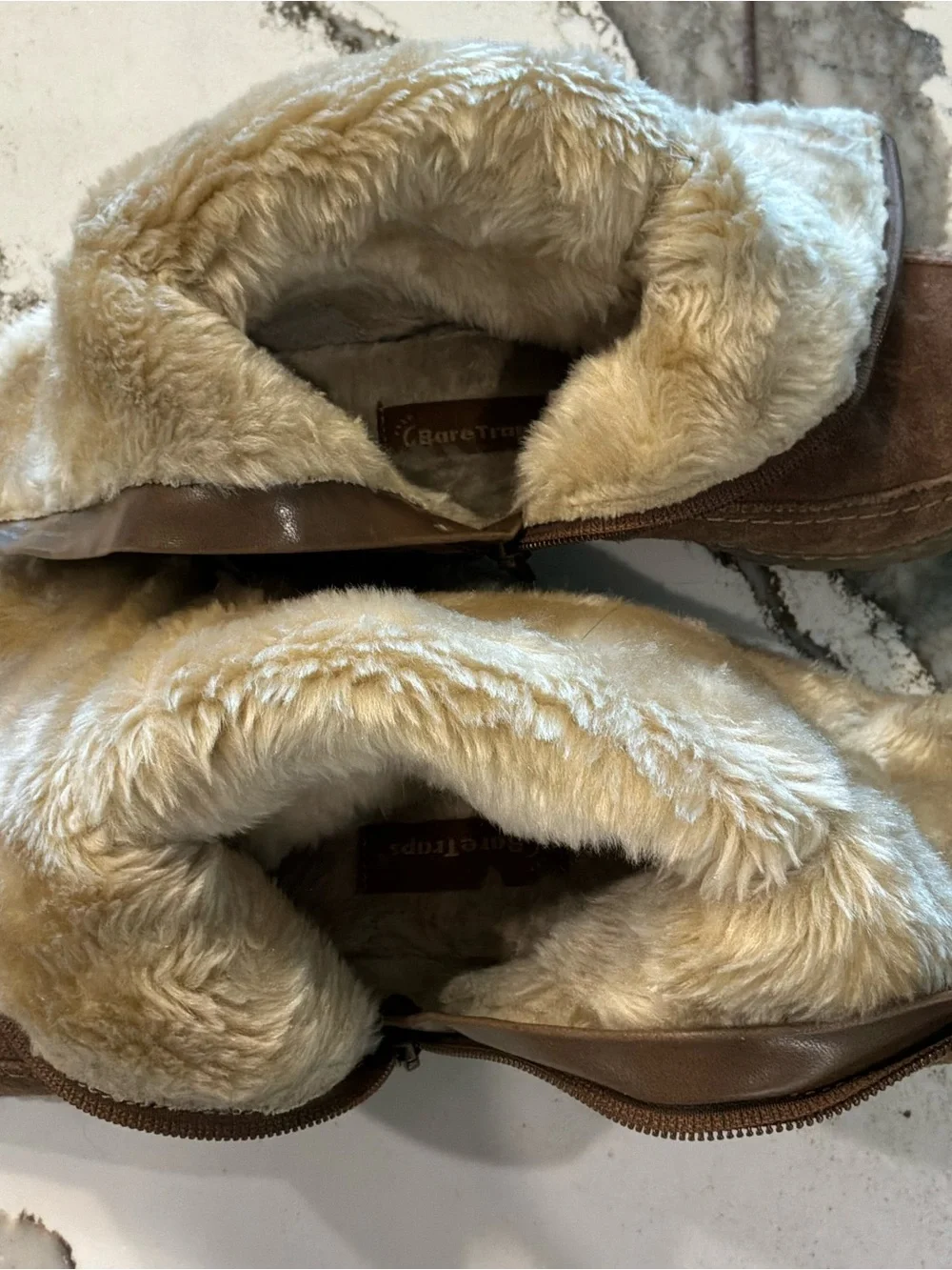 Women's Baretraps Suede Lace-Up Fur Trim Winter Boots Size8